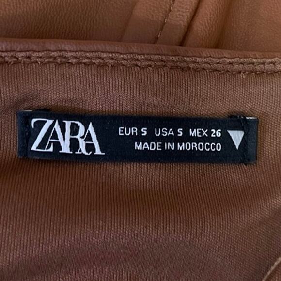 Zara Brown Faux Leather Vegan Strapless Tube Bustier Corset Crop Top Size S - Picture 7 of 8